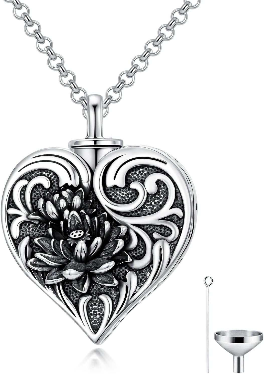 Hummingbird/Butterfly/Moonstone/Turquoise/Moss Agate Urn Necklace for Ashes 925 Sterling Silver Keepsake Heart Shaped Cremation Pendant Memorial Jewelry Gifts for Women Men