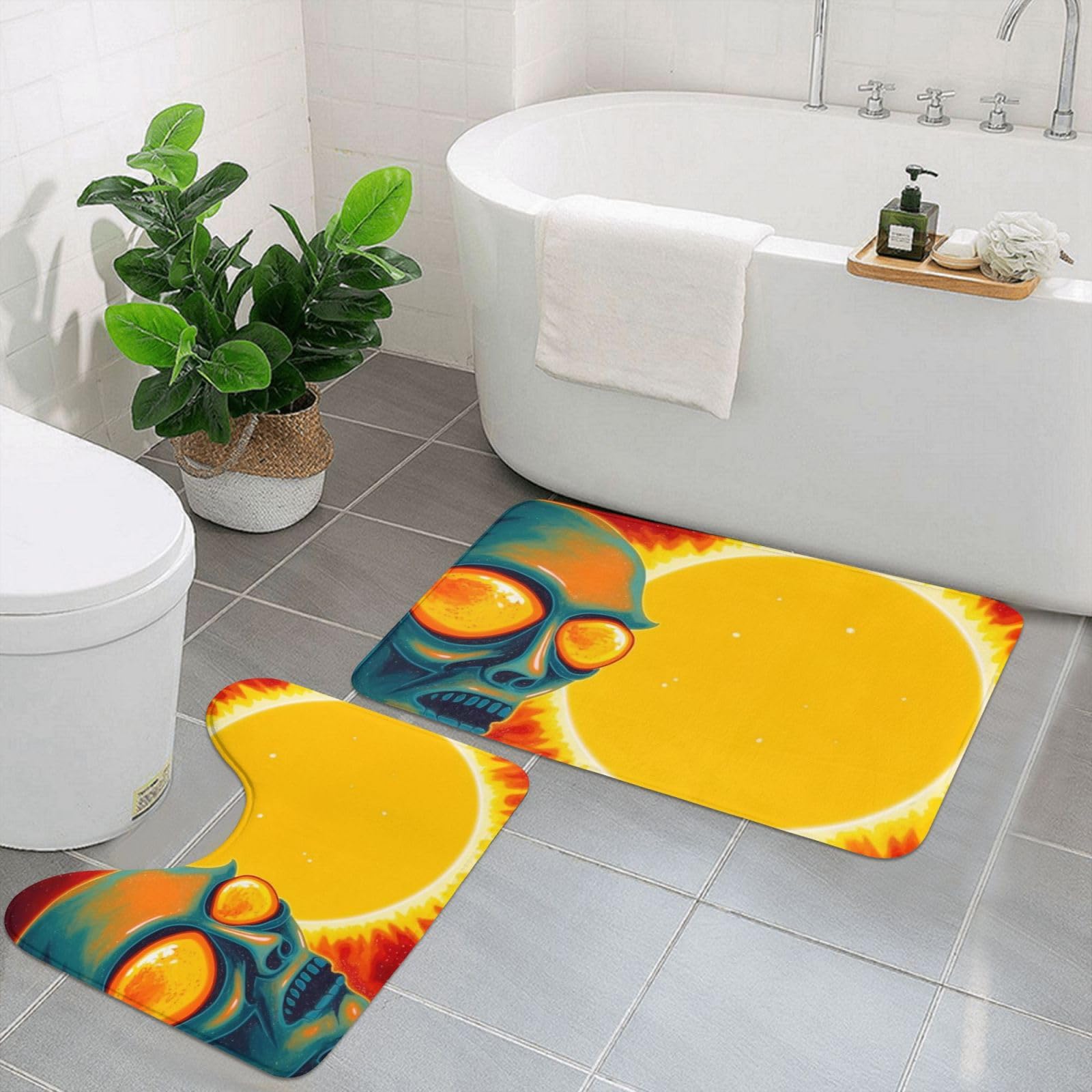 Tapis de bain antidérapants doux Sun lot de 2 absorbants pour douche et WC