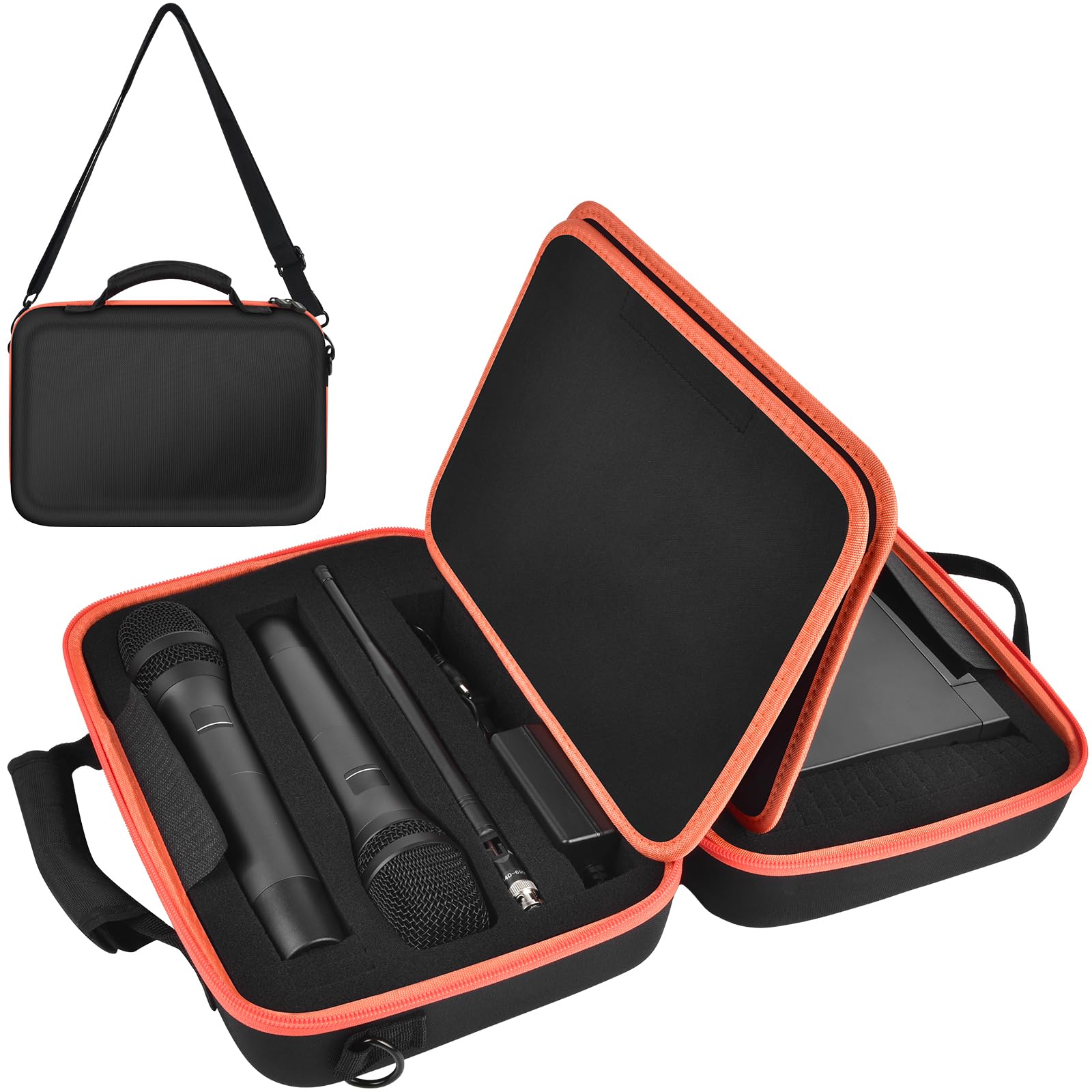 ANKHOH Drahtlose Mikrofonhülle für JBL zum Singen für TONOR für Shure für Bietrun für ALPOWL Zwei Mikrofonsystem DIY Schaumstoff Passt für Verschiedene Größen Mikrofon (Nur Box) (orange)