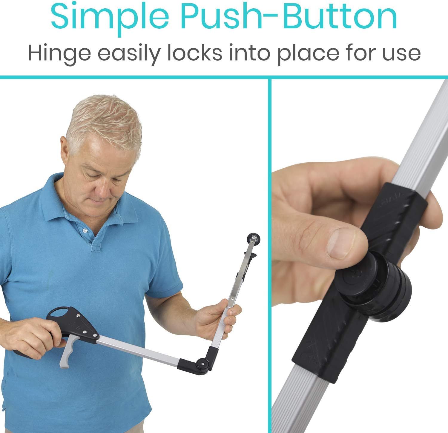 Vive Foldable Suction Reacher Grabber Tool For Elderly (1) - 32 Inches Long Reach Grabber Claw - Pick Up Grab Tool - Reachers for Disabled & Seniors Heavy Duty - Trash, Garbage, Cups Picker Assist