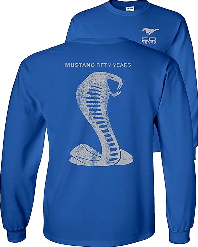 Ford Mustang 50 Años Camisa de manga larga Aniversario Gris Shelby Cobra Snake Silhouette