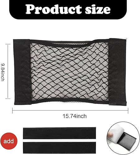 Miniatura 2 de 2 bolsillos de malla de almacenamiento para el respaldo del asiento del automóvil, 15.74 x 9.84 pulgadas, velcro de doble capa, malla elástica para