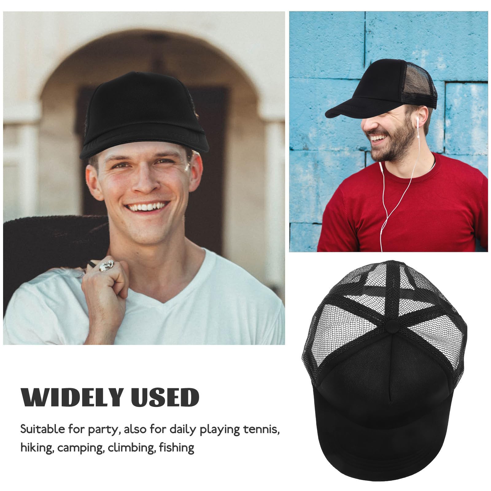 Cappello da Baseball in Rete Bianco per Uomo, Facile da Pulire, in Poliestere, per attività all Aperto e Escursionismo, Design Traspirante e Comodo da Indossare
