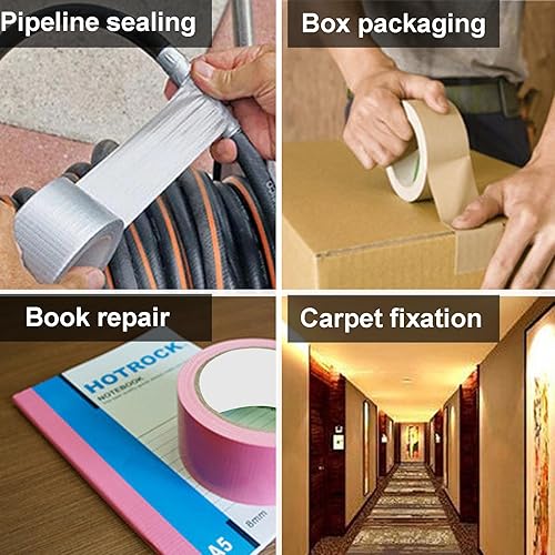 Miniatura 5 de Cinta adhesiva de 3 rollos de alta resistencia, grado profesional, impermeable, rasgado a mano, cinta de reparación para uso industrial y exterior,