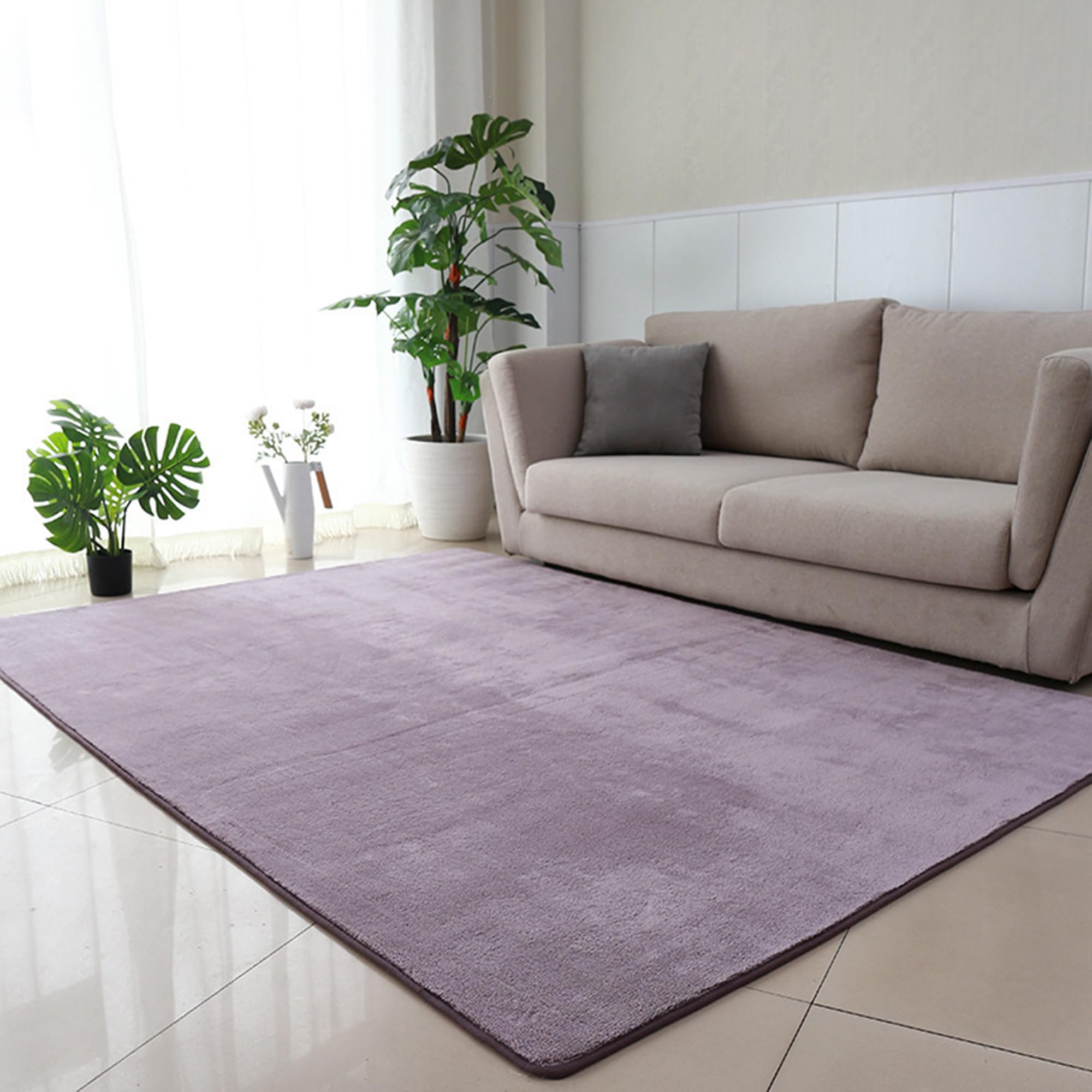 Tapis à poils longs lavable violet 120 x 200 cm pour chambre
