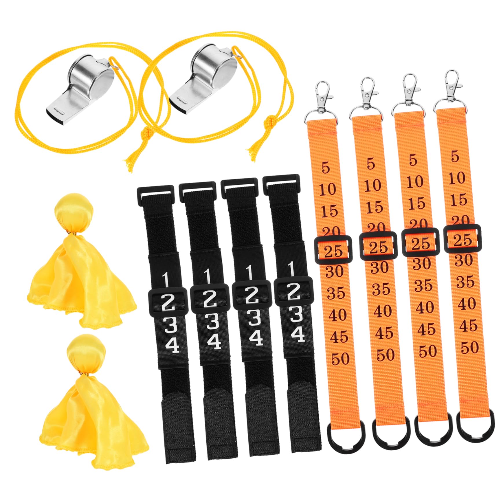 Hemobllo Equipos para Árbitros de Fútbol Kit Completo de Cadena Numerada Silbatos para Entrenamiento Accesorios para Árbitros Partidos de Fútbol