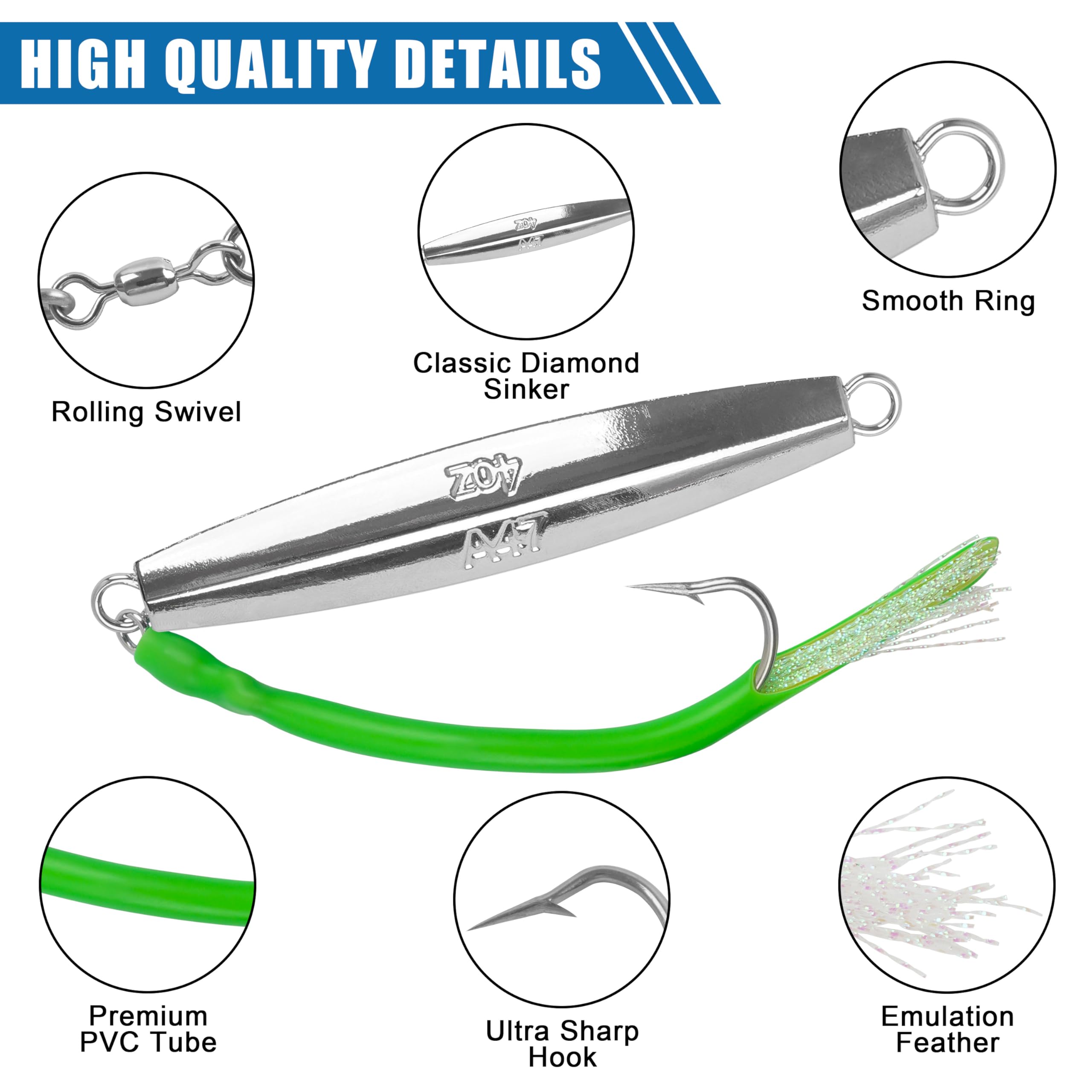diamond jig fishing lure Saltwater Lures Casting Jigging Spoon with Tube Tail Stainless Steel Hooks Trolling Lures Striped Bass Metal Jig for Deep Sea Surf Fishing Bottom Dragging Sinking : Sports & SPRO BBZ 1 allowing anglers to rig Truscend Fishing Lures for Color:Red Chartreuse