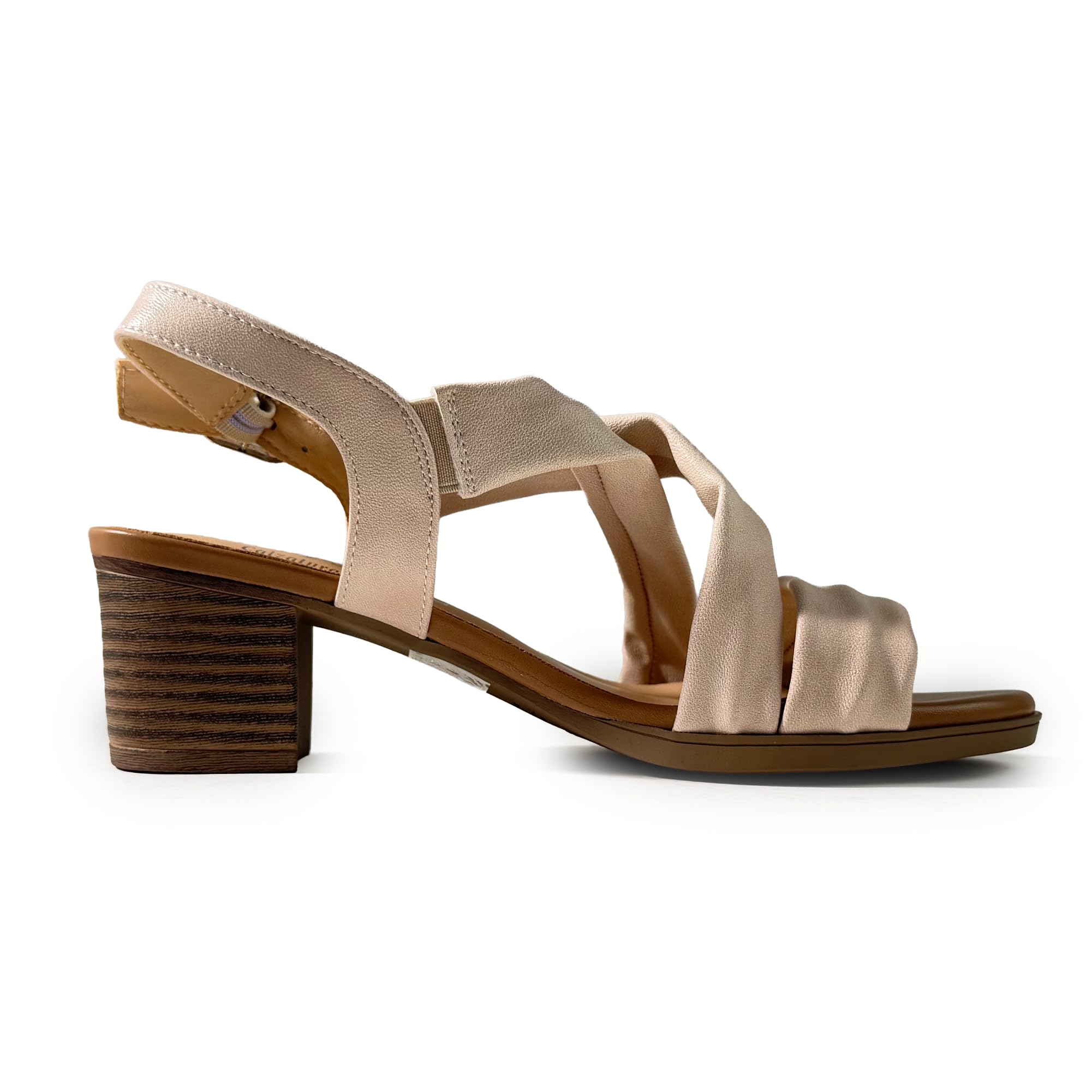 JOMIX Sandalias Elegantes Mujer de Tacón Ancho Sandalias Cómodas con Tiras Cruzadas y Tira Trasera Zapatos de Verano para Oficina Boda Vacaciones y Salidas
