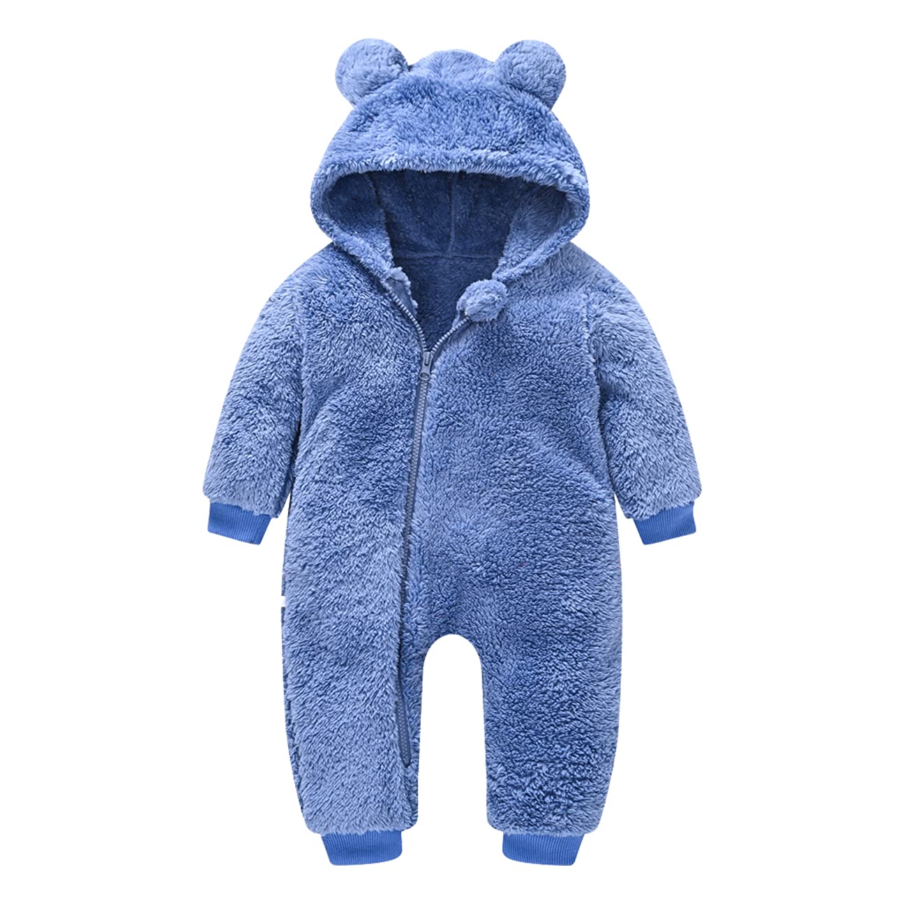 Baby Fleece Jumpsuits Infant Bear Ear Snowsuit Newborn Hooded Romper Warm Coat