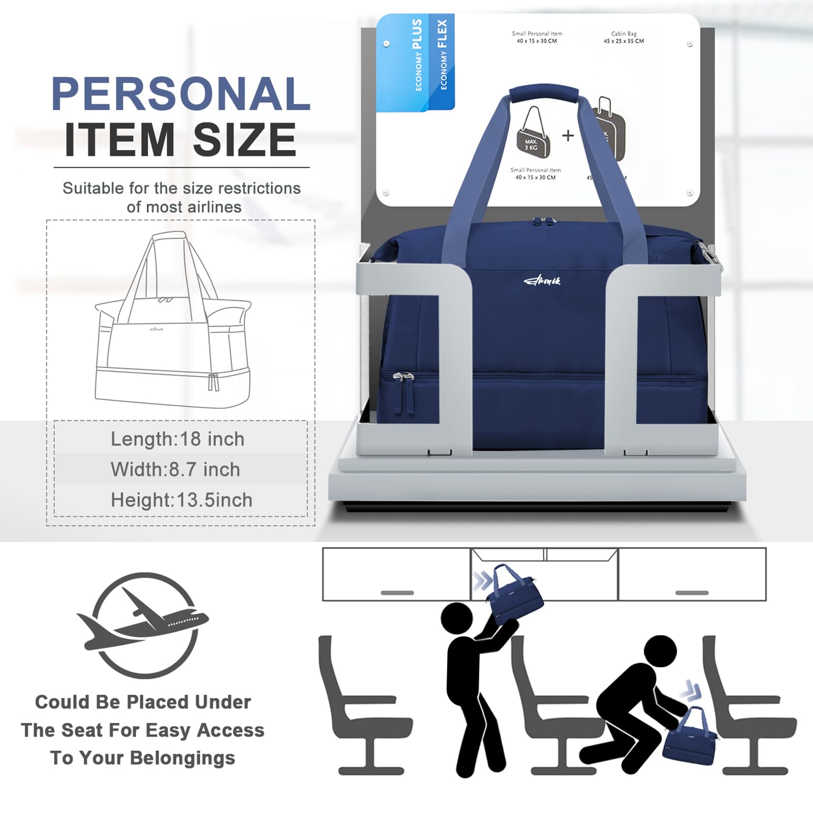 Gym Bag for Women, Personal Item Travel Bag with Shoes Compartment for Trip view 3