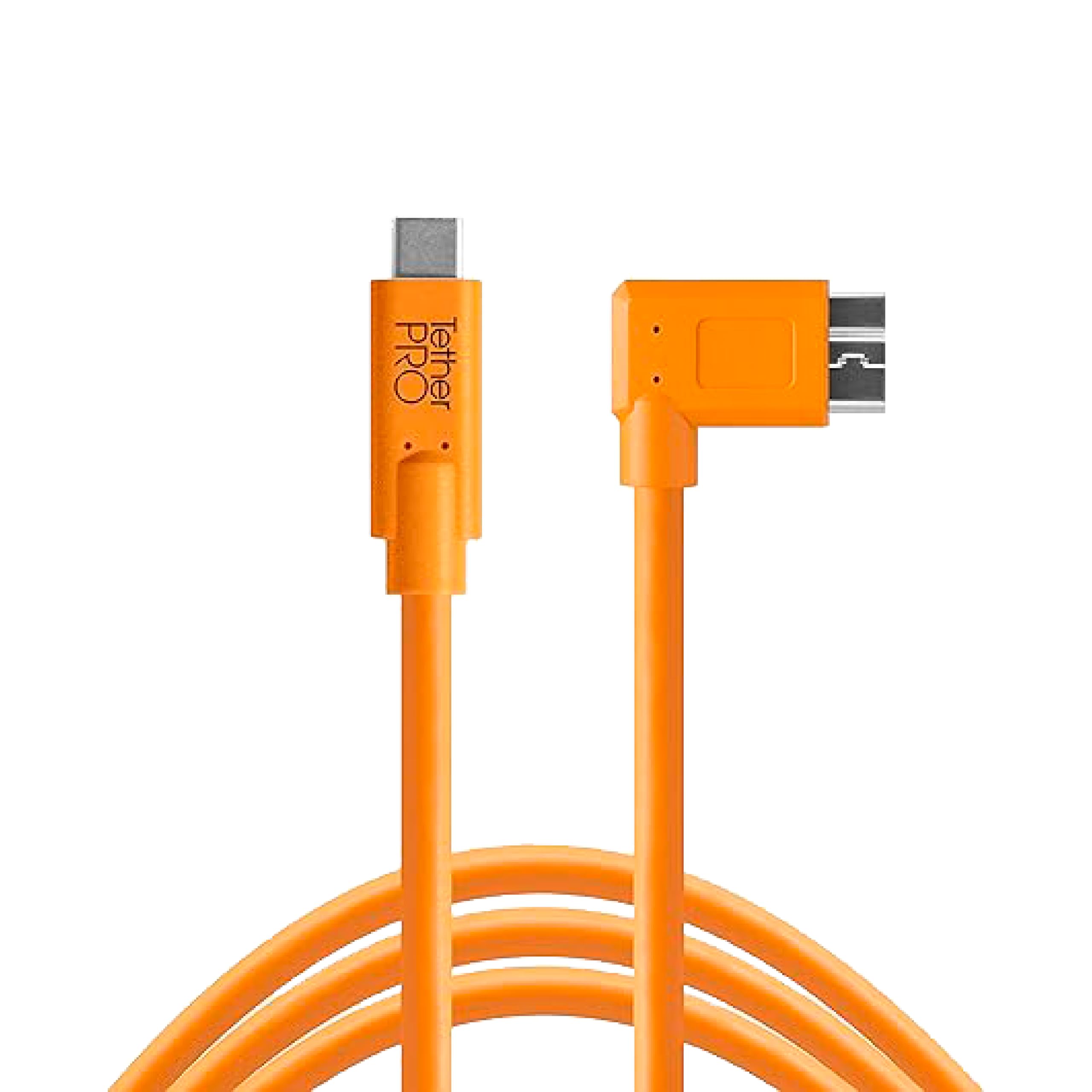 Tether Tools Cable USB-C a 3.0 Micro-B ángulo recto, 4,60 m, color naranja
