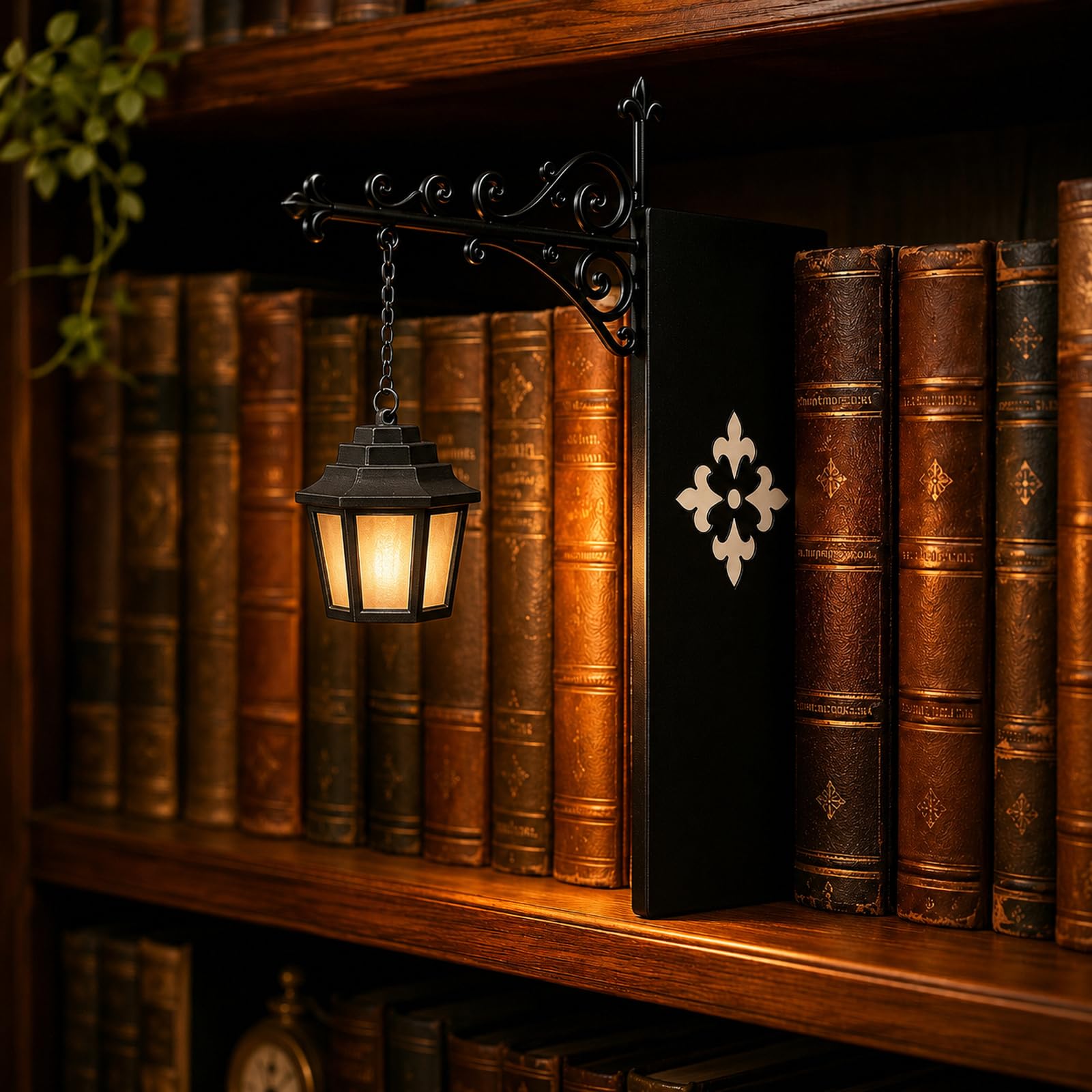 Bookshelf Lantern,Book Nook Lights,Library Lantern-Decorative Bookshelf Lighting,Vintage LED Reading Lamp for Desk & Shelf,Warm Glow Mini Bookcase Light,Home Decor Gift for Book Lovers (Style-A)