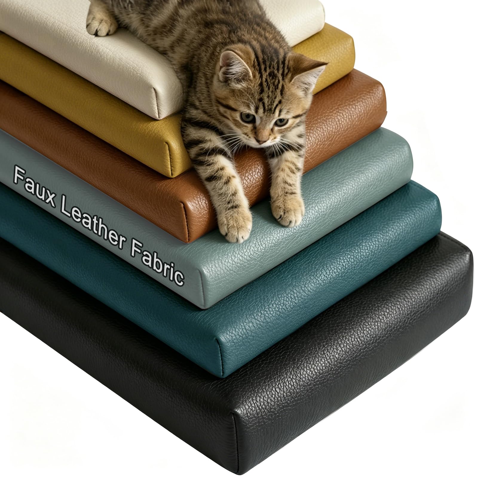 Chinimon Custom Bench Cushion, Garden Bench Cushions Non-Slip Option for Indoor/Outdoor, Window Seat Cushion High Density Foam for Sofa, Bay Window, Chair, Pet Bed (Cat Scratch Leather, Thick 5CM)