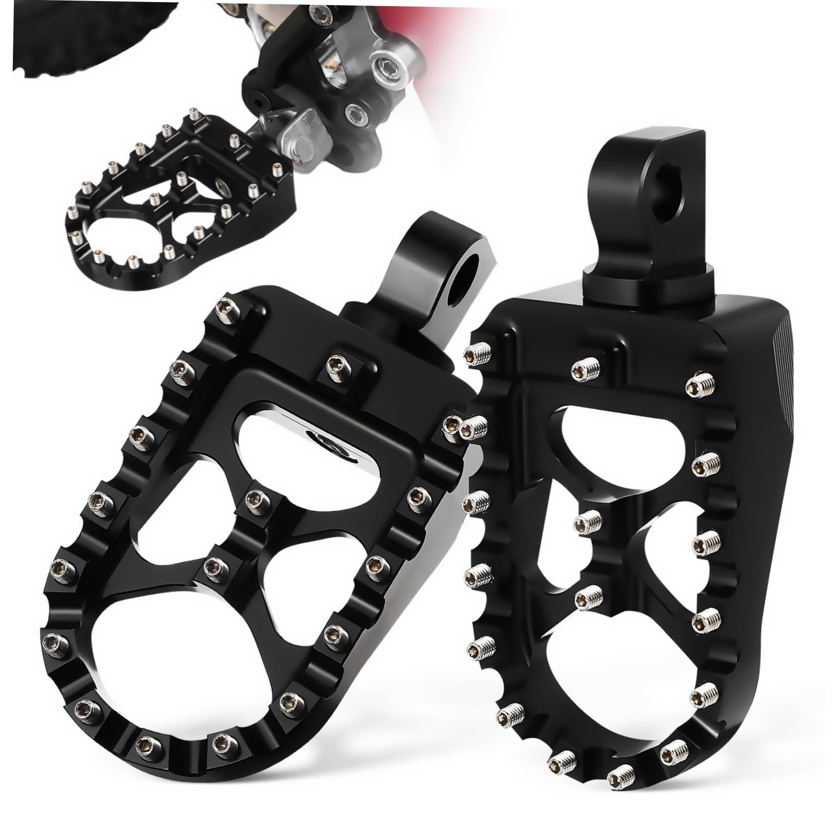 Estriberas de Aluminio Cnc para Moto de Cross, Negro, Reposapiés de Motor Compatibles, Diseño Antideslizante, Ligero y Resistente, Accesorio para Motocross y Off-road