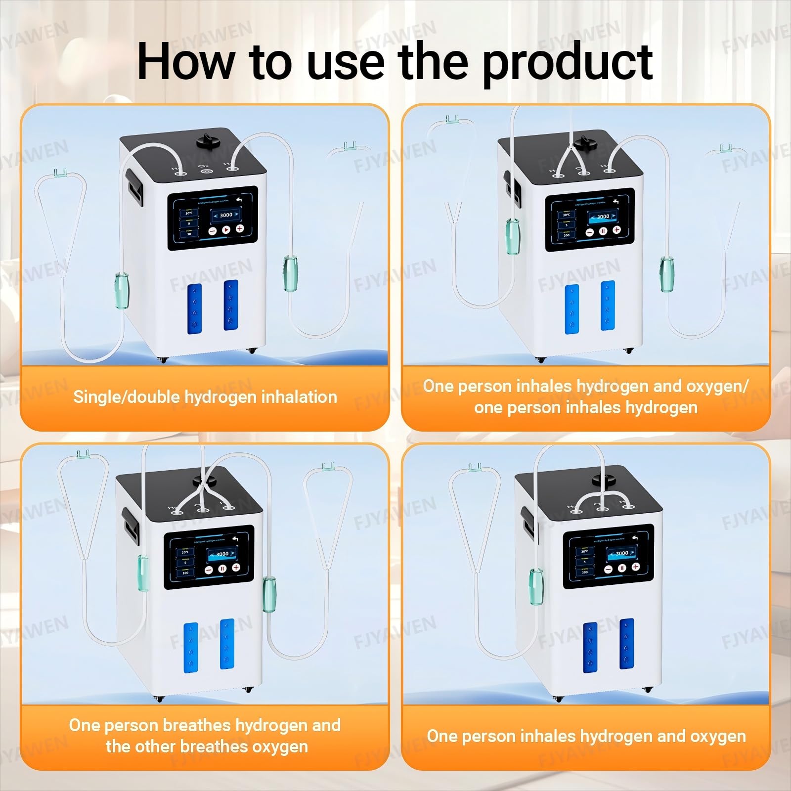 Wasserstoff-Inhalationsgerät, Ho-Getrennt 900/1200/1500/1800 Ml, DREI-Port-Inhalator, Geräuscharm, 99,99% Rein, Unterstützt Die Gleichzeitige Verwendung Durch Zwei Personen 1200ml