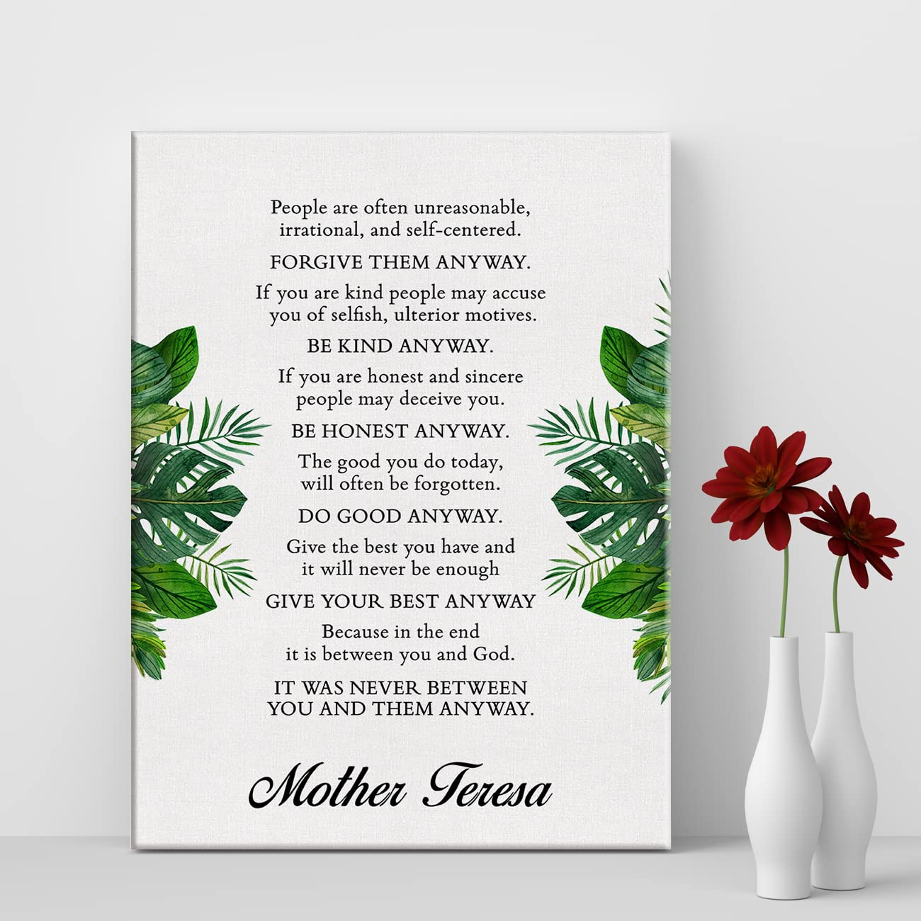 Nitelat – Tela Motivazionale 'Do It Anyway' Di Madre Teresa – Quadro Su Tela 28,4x37,8 Cm – Decorazione Da Parete Per Casa/Ufficio