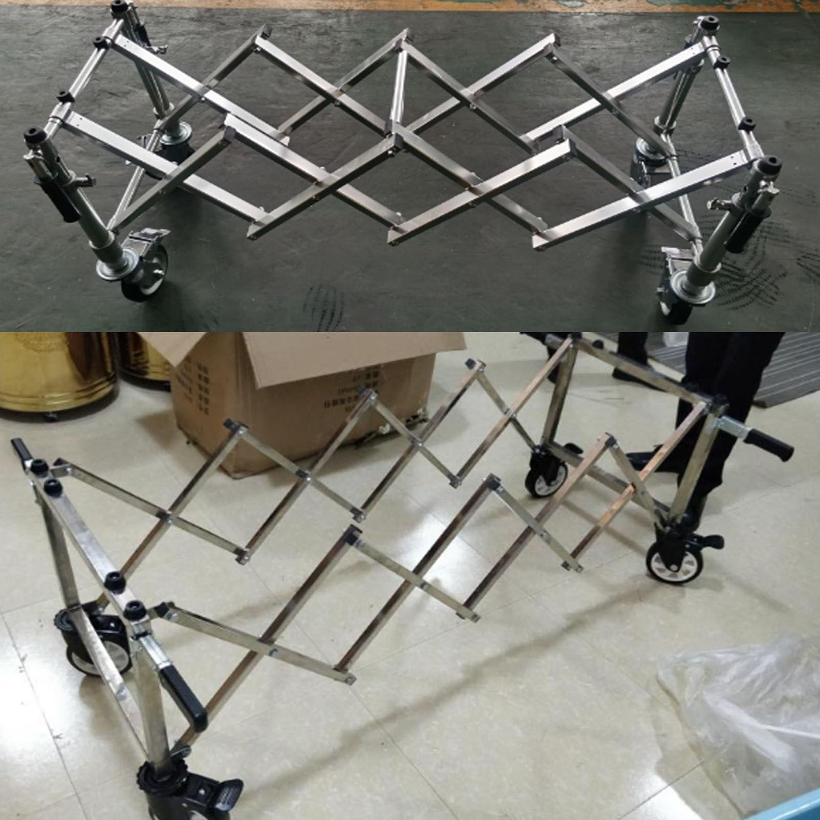 Carrito de bastidor de ataúd de aleación de aluminio de alta carga para uso funerario, resistente