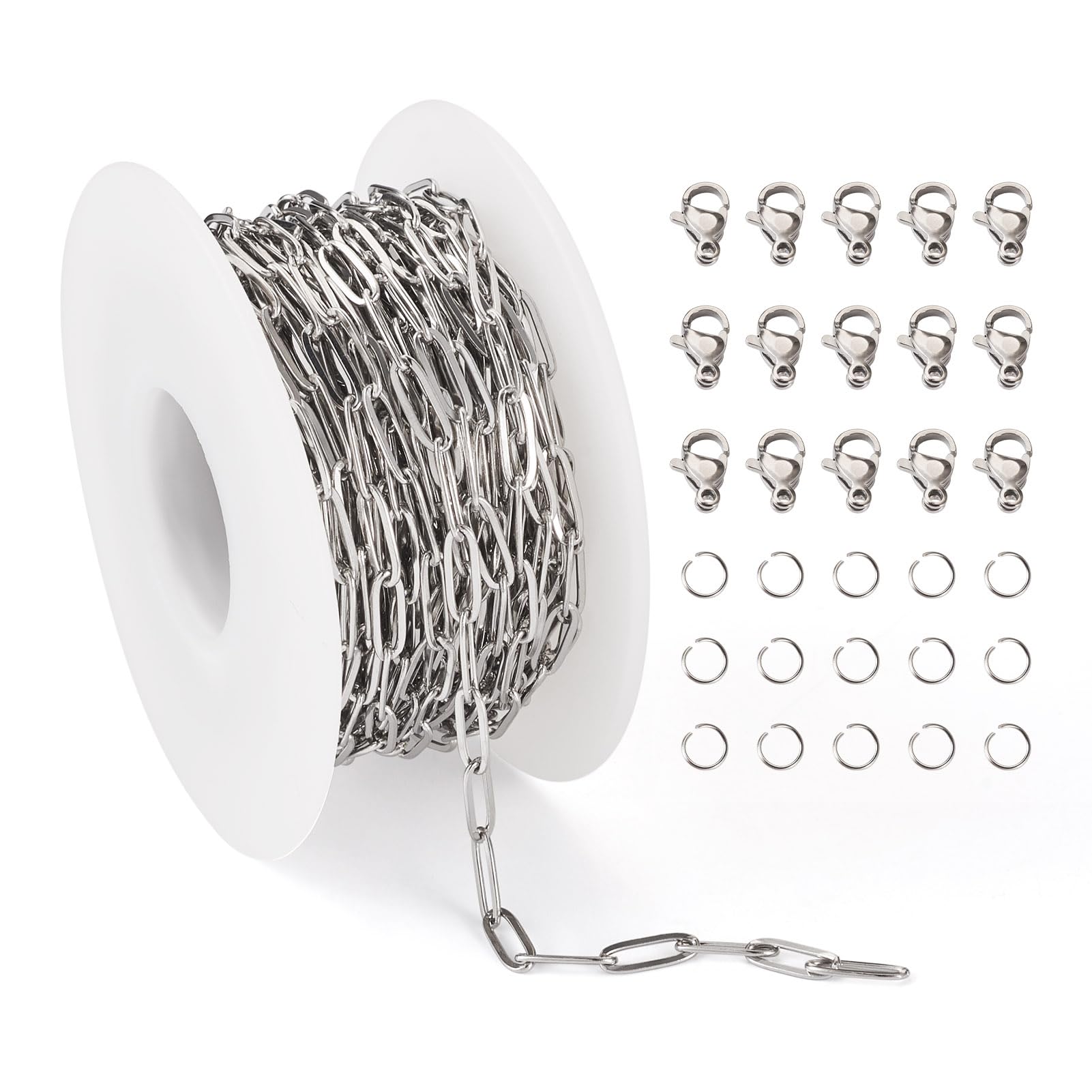 Craftdady 20 m Rvs Ovale Link Kettingen Gesoldeerd