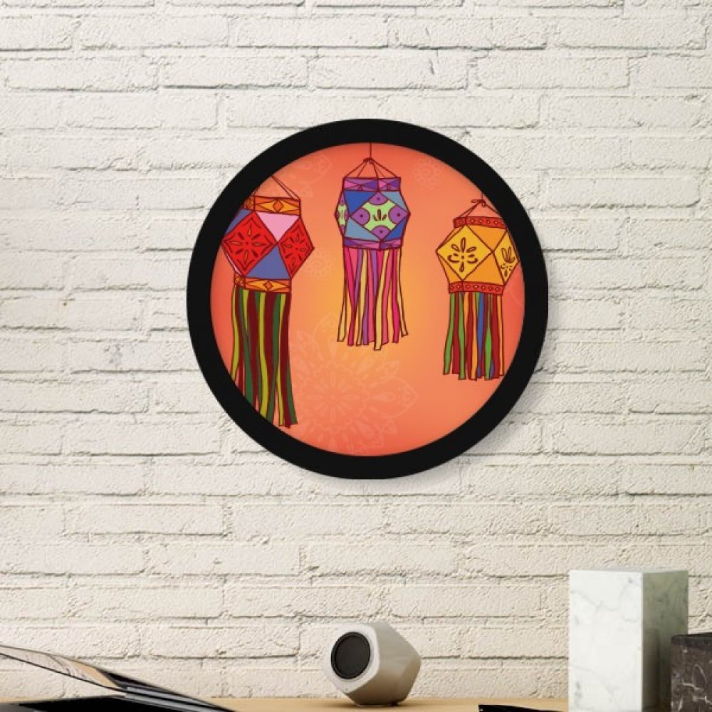 Cadre photo ronde en bois avec lanterne chinoise pour décoration asiatique chic