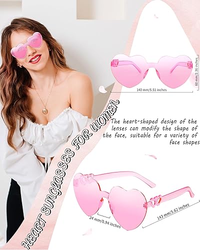 Miniatura 5 de Lentes de sol con forma de corazón para mujer, lentes de sol con forma de corazón y pierna sin montura para despedida de soltera, regalos de boda