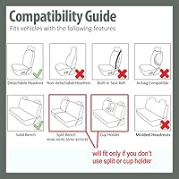 Vista 9 de FH Group FB032114 - Juego completo de fundas para asientos de coche con paño plano Funda de silicón para volante, color negro sólido, se adapta a