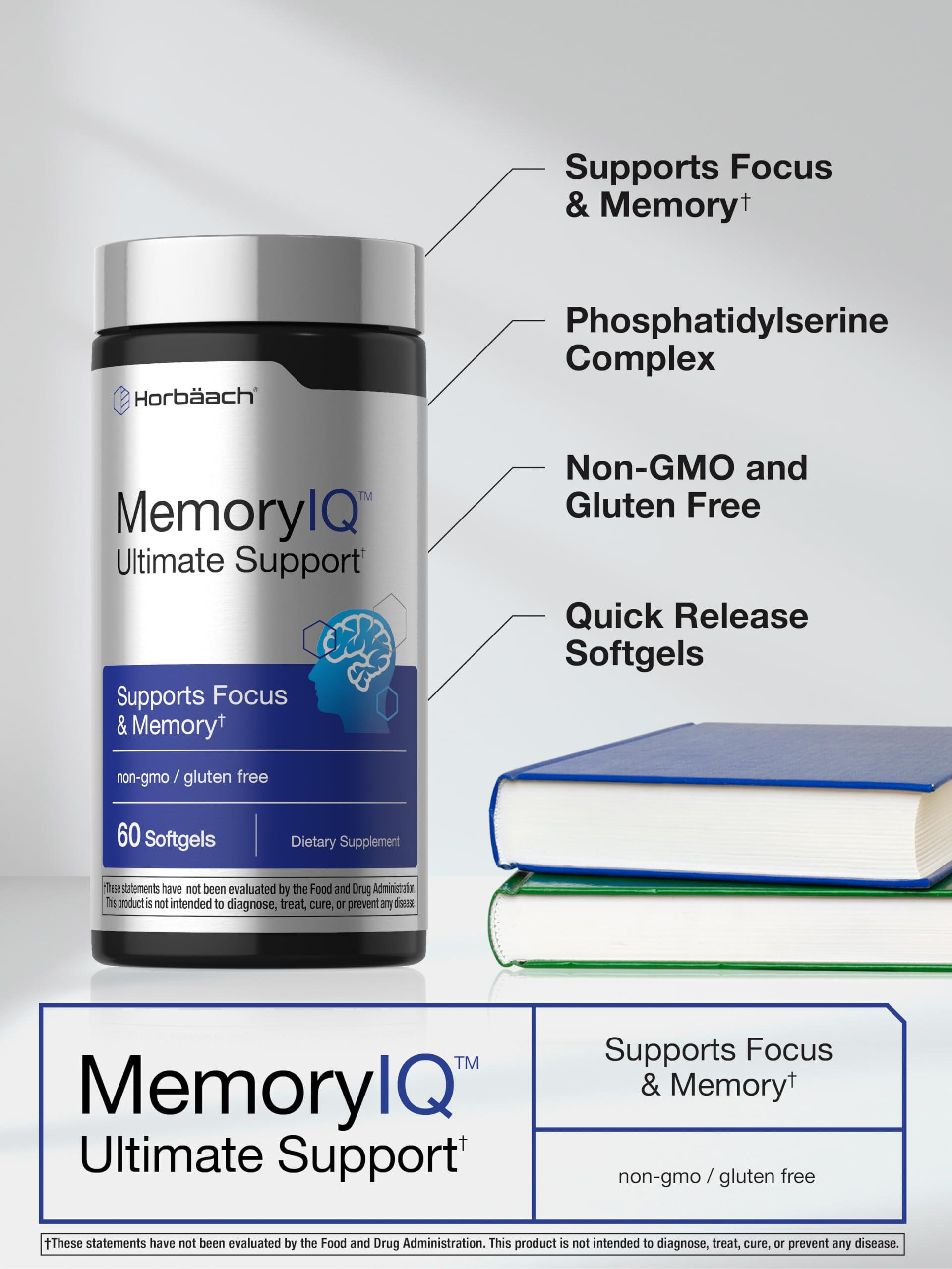 Horbäach Memory IQ Brain Support Supplement | 60 Softgels — Amazon image 4