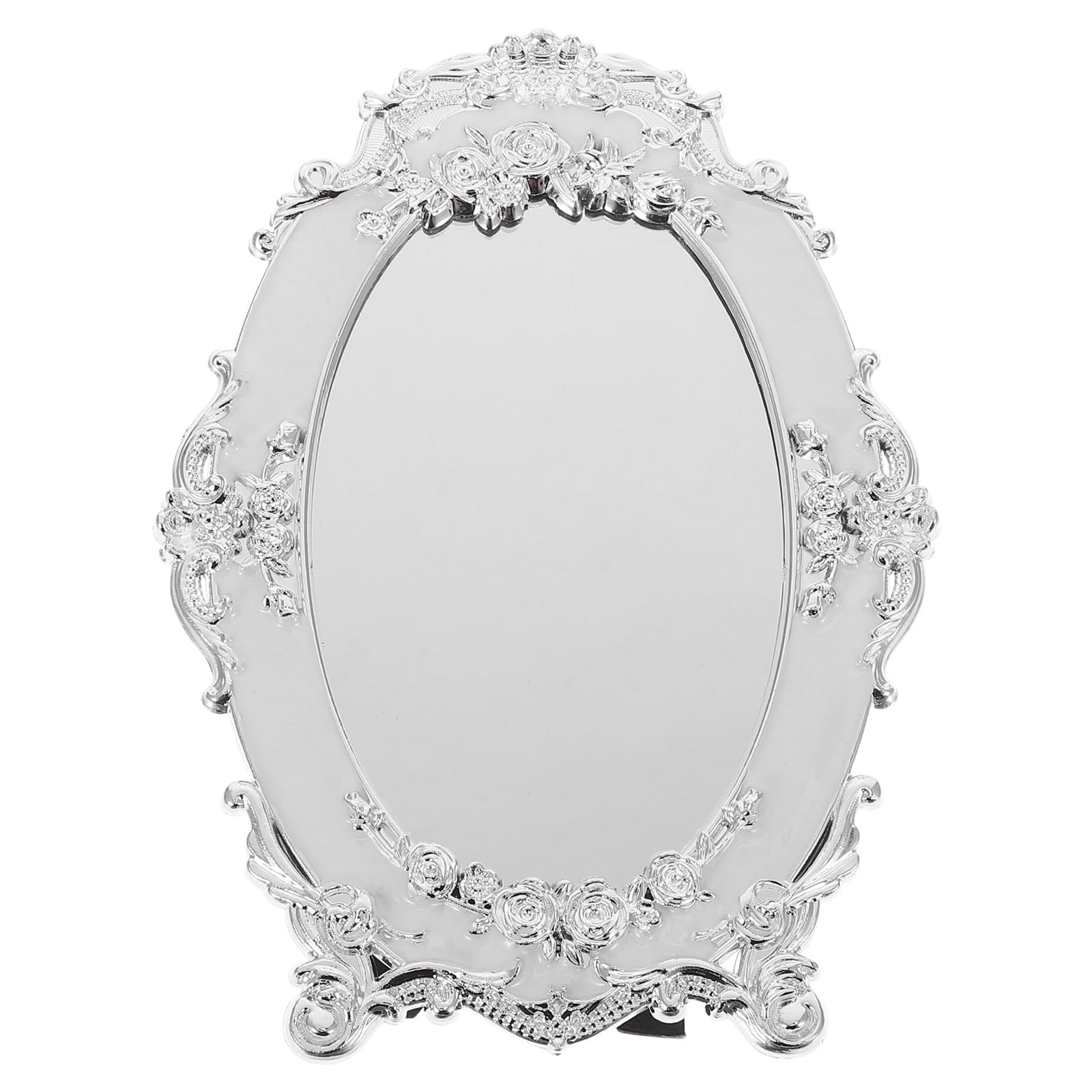 Espejo de tocador vintage ovalado para maquillaje cómodo en mesa y baño con soporte Zerodeko