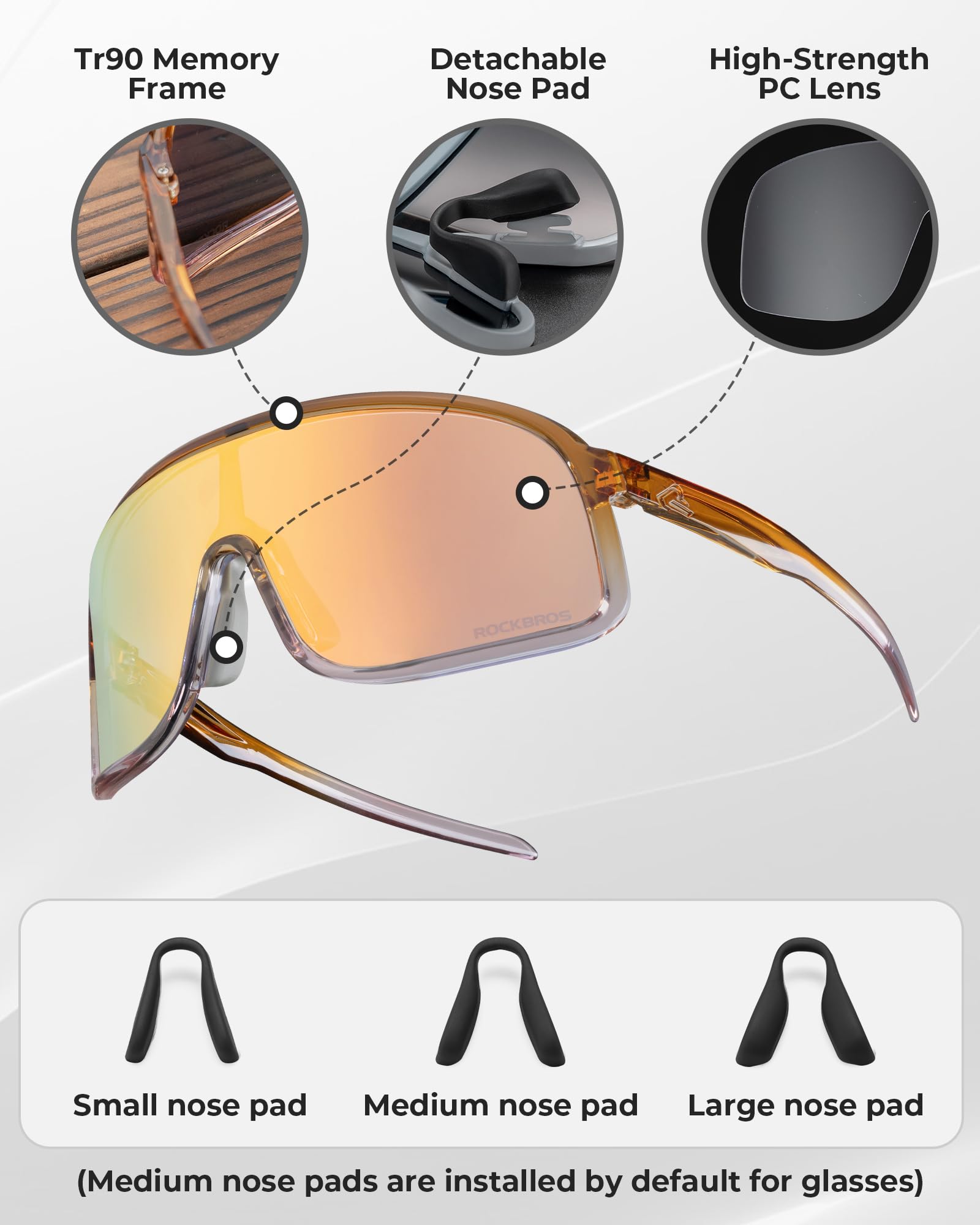 ROCKBROS Occhiali Polarizzati Uomo Donna, Occhiali da Sole Ciclismo Sportivi Protezione UV400 Antivento, Adatto per Bici Corsa MTB Pesca Guida Running