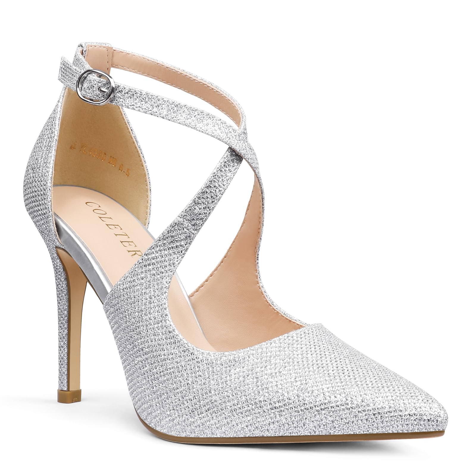 COLETER Womens 4 D'Orsay Pumps Stilettos Crossed Ankle Strap