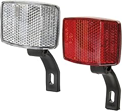 cyclingcolors Bicycle Reflector Set White Front + Red Rear Road Bike MTB Front Reflector Rear Reflector Plastic Holder