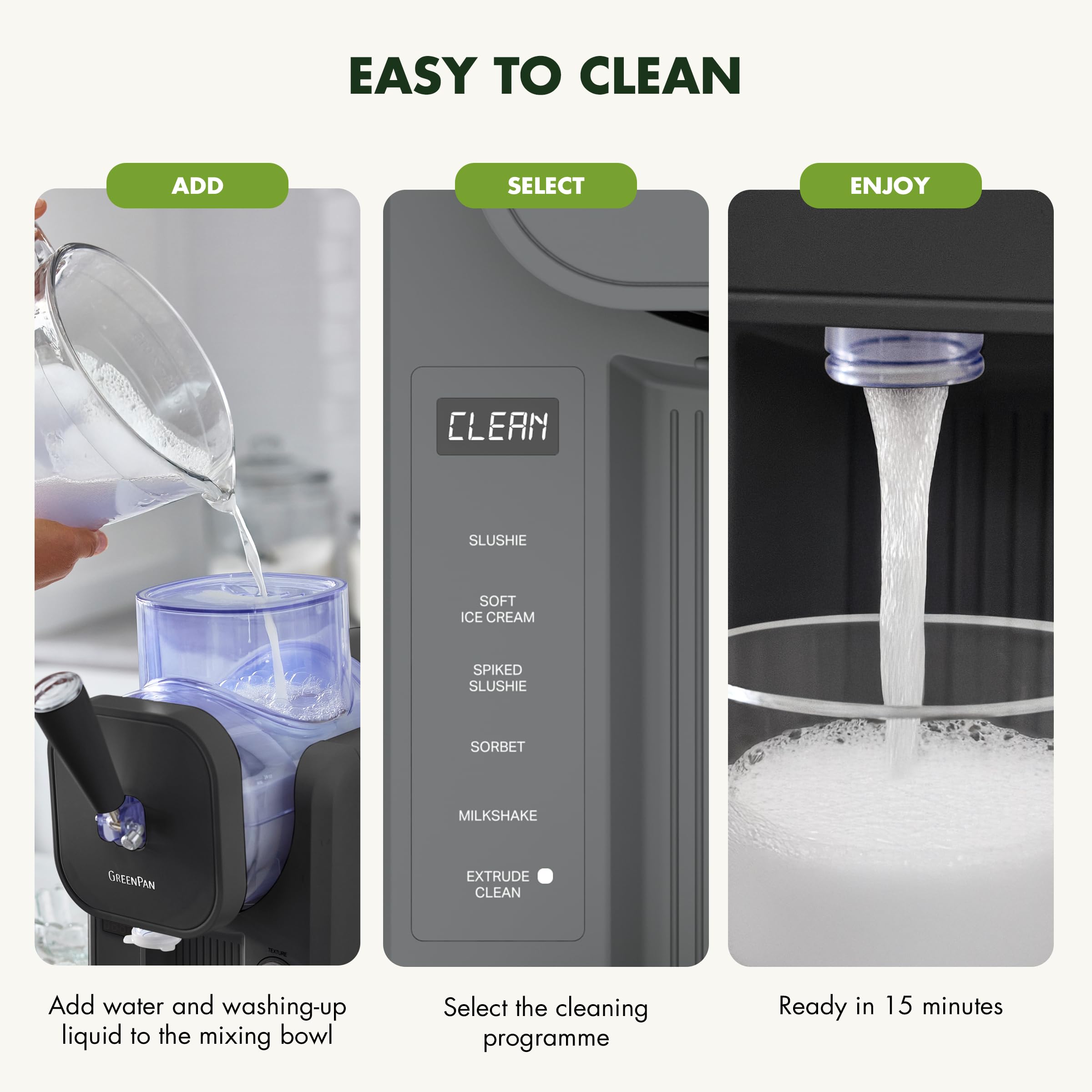 GreenPan Frost Gelatiera e Macchina Slushy, Gelato Soft Sorbetti Milkshake Frozen Yogurt, Senza Precongelamento, Pronta in 15 Min, 15-in-1, 6 Modalità, 7 Texture, Autopulente, Bianco