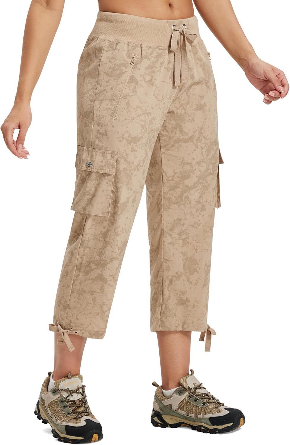 MoFiz Women's Cargo Capris Pants Loose Fit Casual Hiking Pants Lightweight Quick Dry Travel Summer Pants for Women