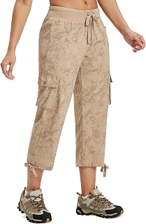 MoFiz Women's Cargo Capris Pants Loose Fit Casual Hiking Pants Lightweight Quick Dry Travel Summer Pants for Women