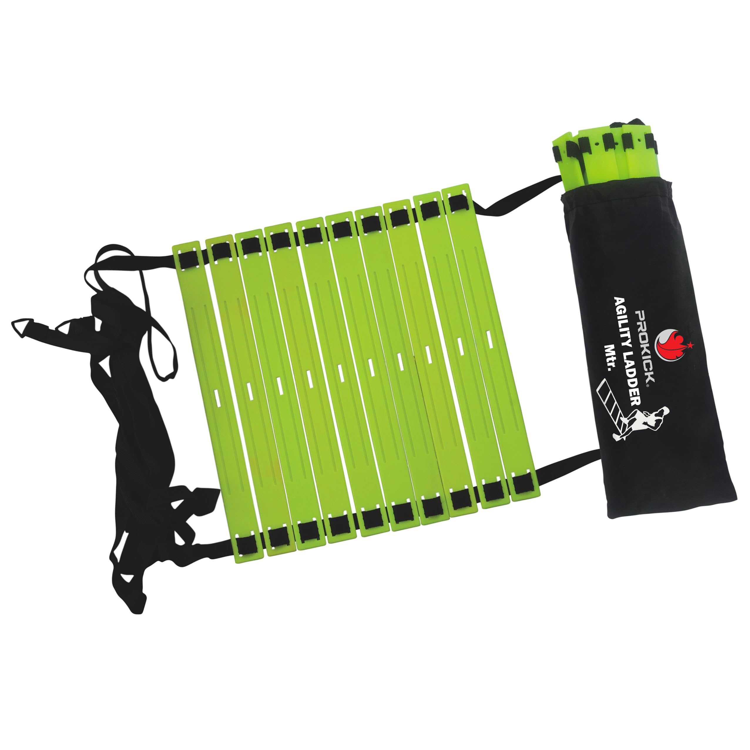 ProkickProkick Agility Training Flat Adjustable Economy Ladder for Track and Field Sports|16 Inch Adjustable Rungs, for Soccer, Football, Sports Training|Speed Agility Ladder for Training (Green - 8 Meter)