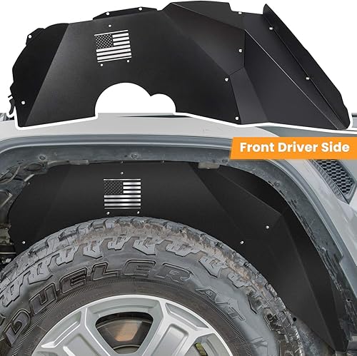 Miniatura 10 de Forros de guardabarros interiores delanteros para Jeep Wrangler JK JKU 4WD 2007-2018 Logotipo de la bandera de Estados Unidos resistente a