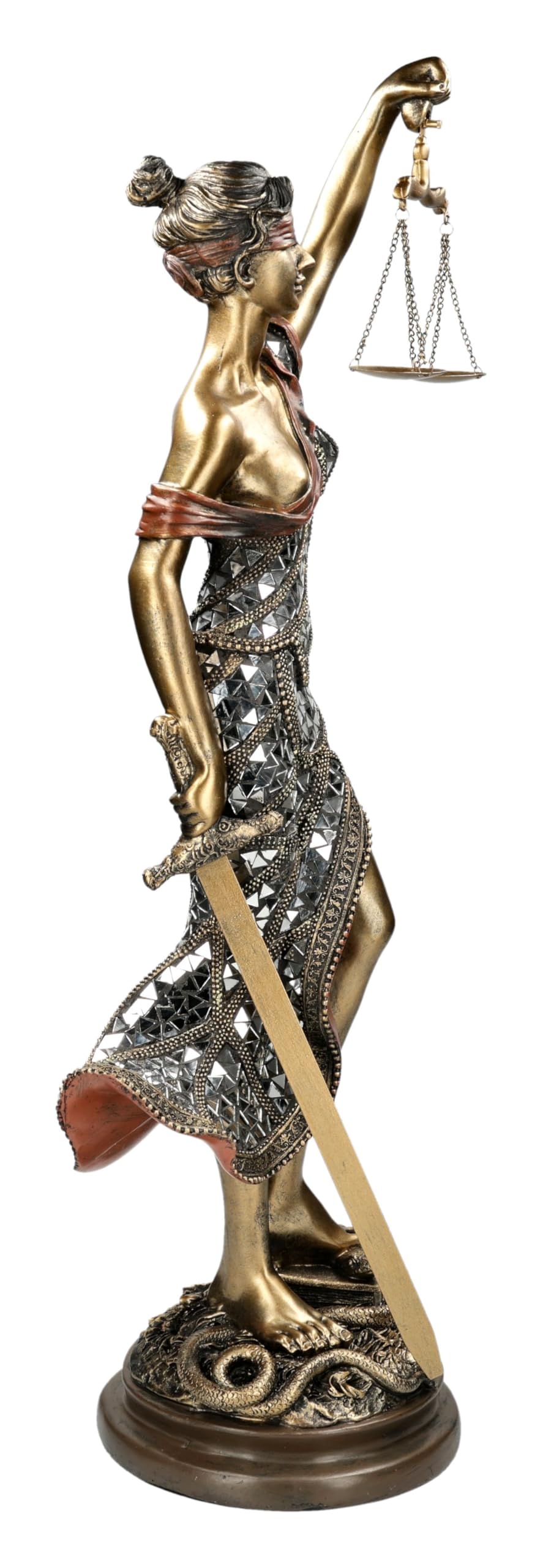 Figuren Shop GmbH Justitia Figur – Moderne Darstellung der Göttin der Gerechtigkeit (82 cm) – handbemalte Kunststein-Skulptur – Edle Deko für Kanzlei, Büro & Notariat – Geschenkidee für Juristen