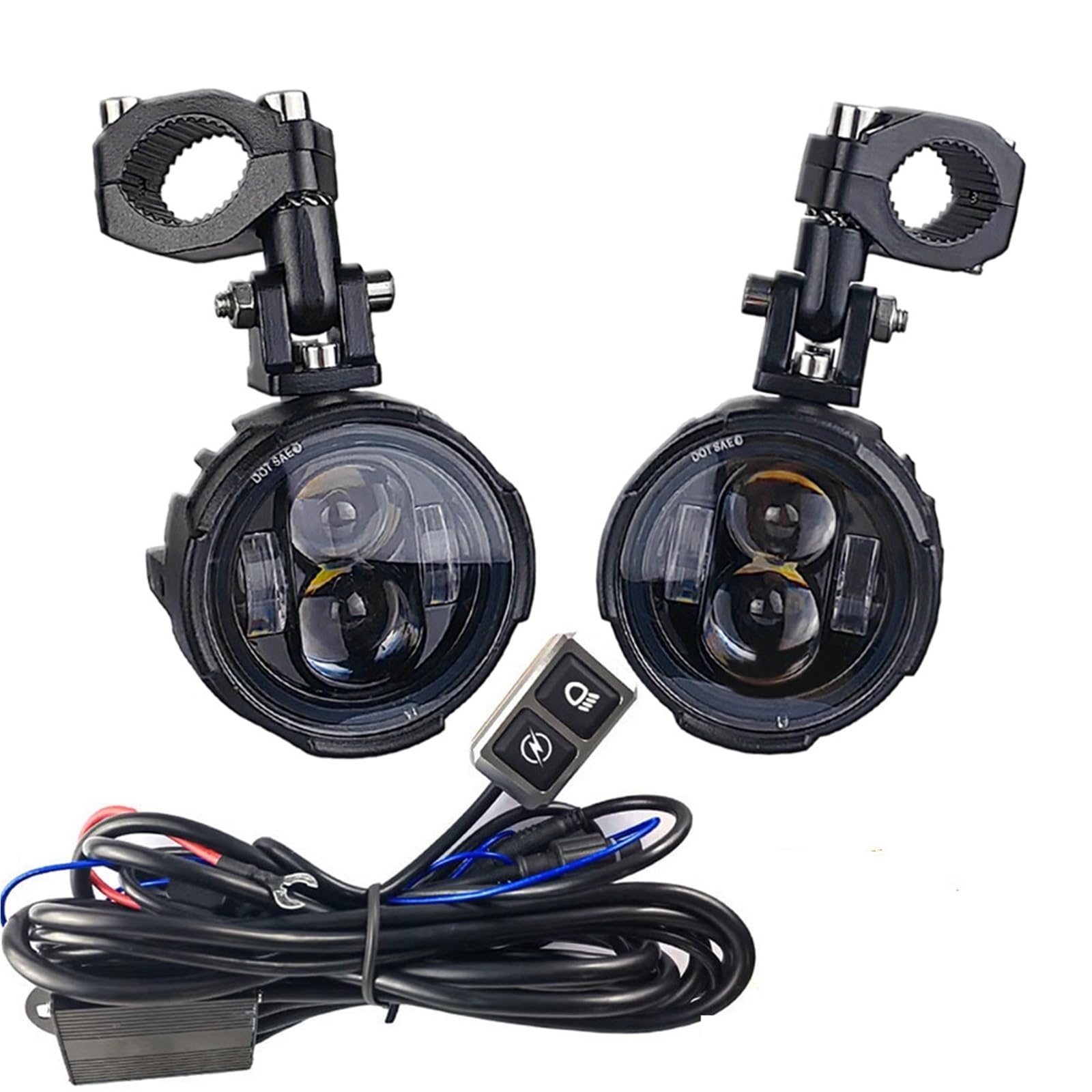 Światło Do Jazdy Para 100W reflektor motocyklowy światła przeciwmgielne Led reflektor punktowy reflektor dwukolorowy migacz Farol Moto lampa przeciwmgielna Dirt Bike przednie światła