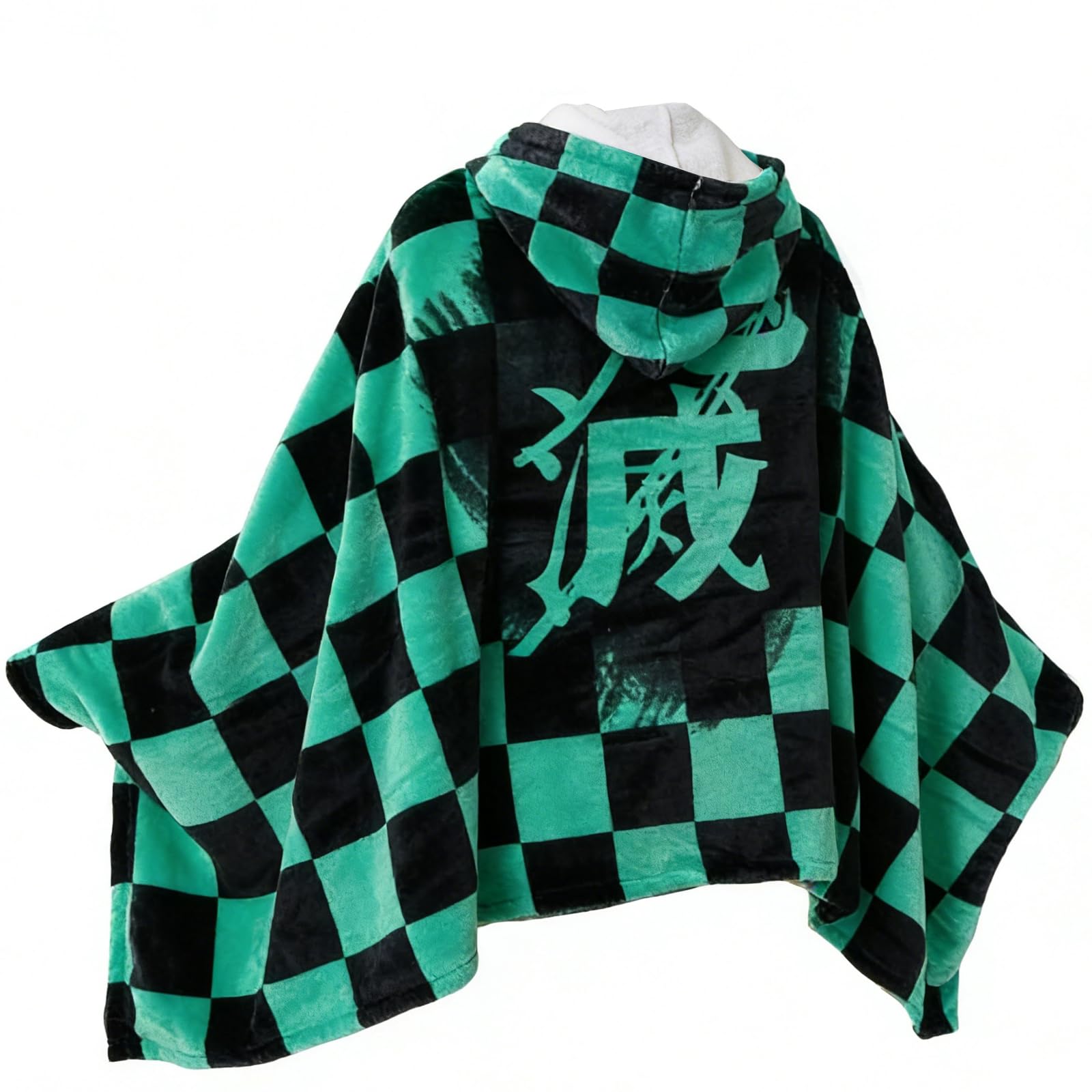 Juejuezi Hooded Wearable Blanket Hoodie Throw Blanket Cloak Cosplay Costume Shawl Wrap Nap Quilt 160x100 cm/63x40in Green One Size