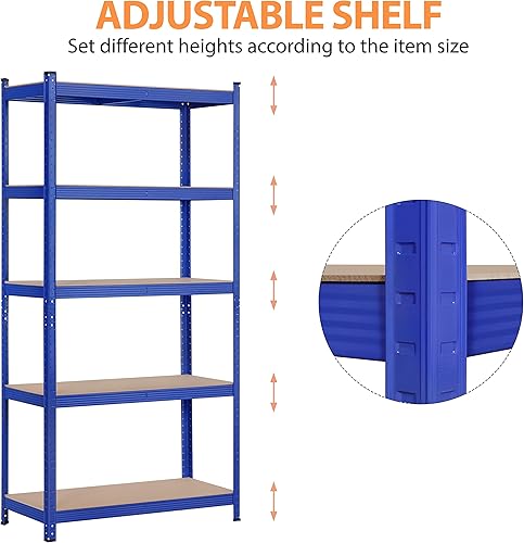 Miniatura 7 de Topeakmart Estantes de utilidad de 5 niveles estantes de almacenamiento de metal estantería de garaje estantes de almacenamiento ajustables para