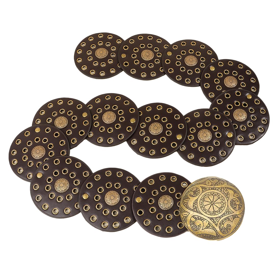 Cinturón de disco ancho hueco para mujer, cinturón redondo de cuero con hebilla de metal, suave, duradero, vintage, cinturones de cintura occidentales