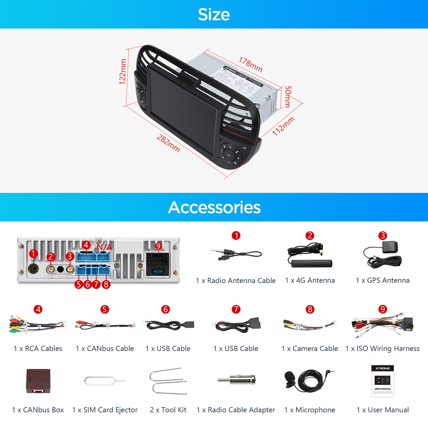 XTRONS 7" Android 14 1 Din Car Stereo 4+64GB for Fiat 500(2007-2015) Black, Octa-Core Radio Player, Built-in 4G ASM DSP 2K CarAutoPlay Android Auto GPS Navigation Bluetooth 5.0 New UI, Optional DAB+ — view 8