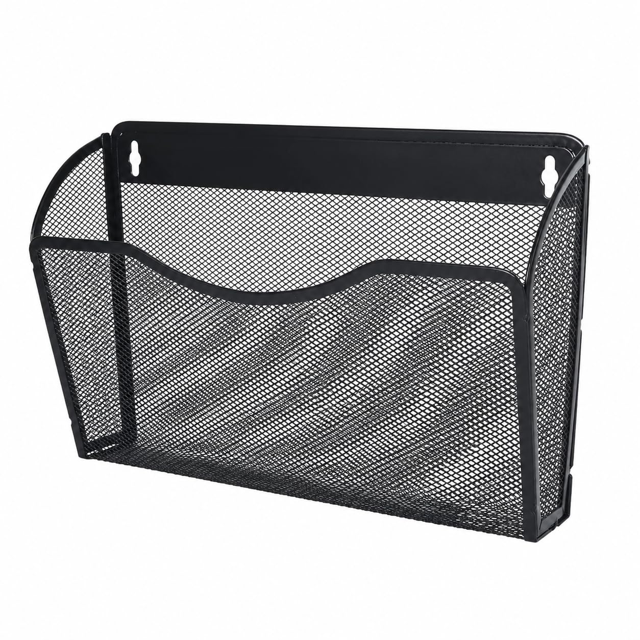 A4 Mesh Wall File Holder, 1 Pocket Hanging Magazine & Mail Organiser, Black — image 1