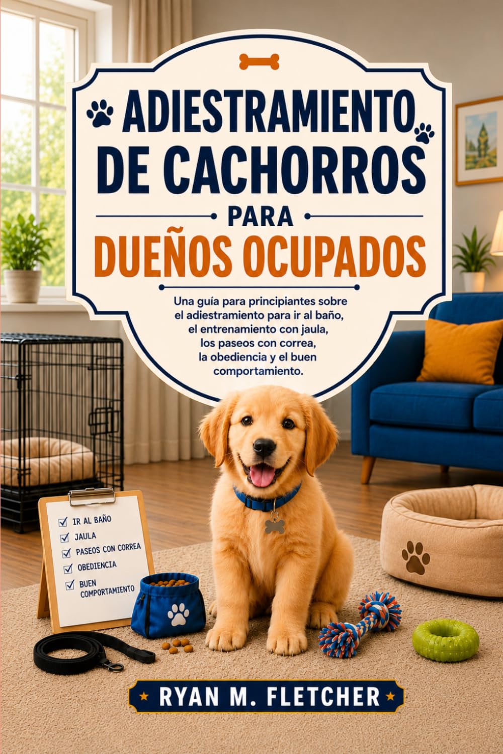 ADIESTRAMIENTO DE CACHORROS PARA DUEÑOS OCUPADOS: Una guía para principiantes sobre el adiestramiento para ir al baño, el entrenamiento con jaula, los paseos con correa, la obediencia y el buen