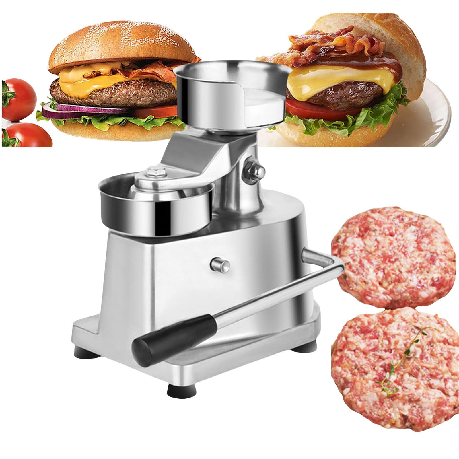 Hamburgatrice Pressa per Hamburger in Acciaio Inossidabile, per la Produzione Professionale di Hamburger con Un Diametro di 130 mm, Inclusi 500 Carta Cerata, Piedi in Gomma robusti,130mm