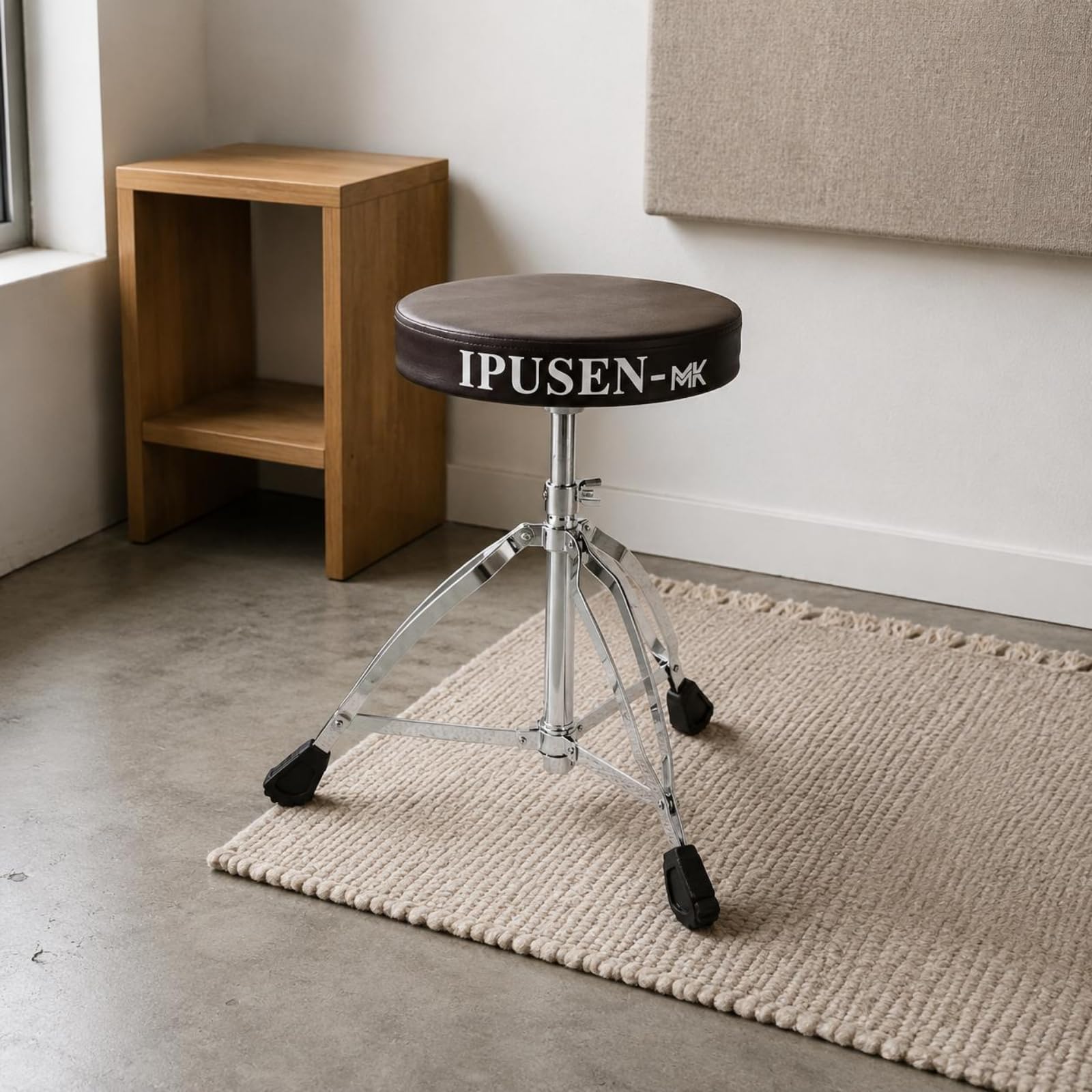TISHITA Silla de Batería Ajustable Trono de Batería Asiento en Sillín Taburete con Estructura Reforzada Superficie PU, Taburete De Batería De Doble Pata