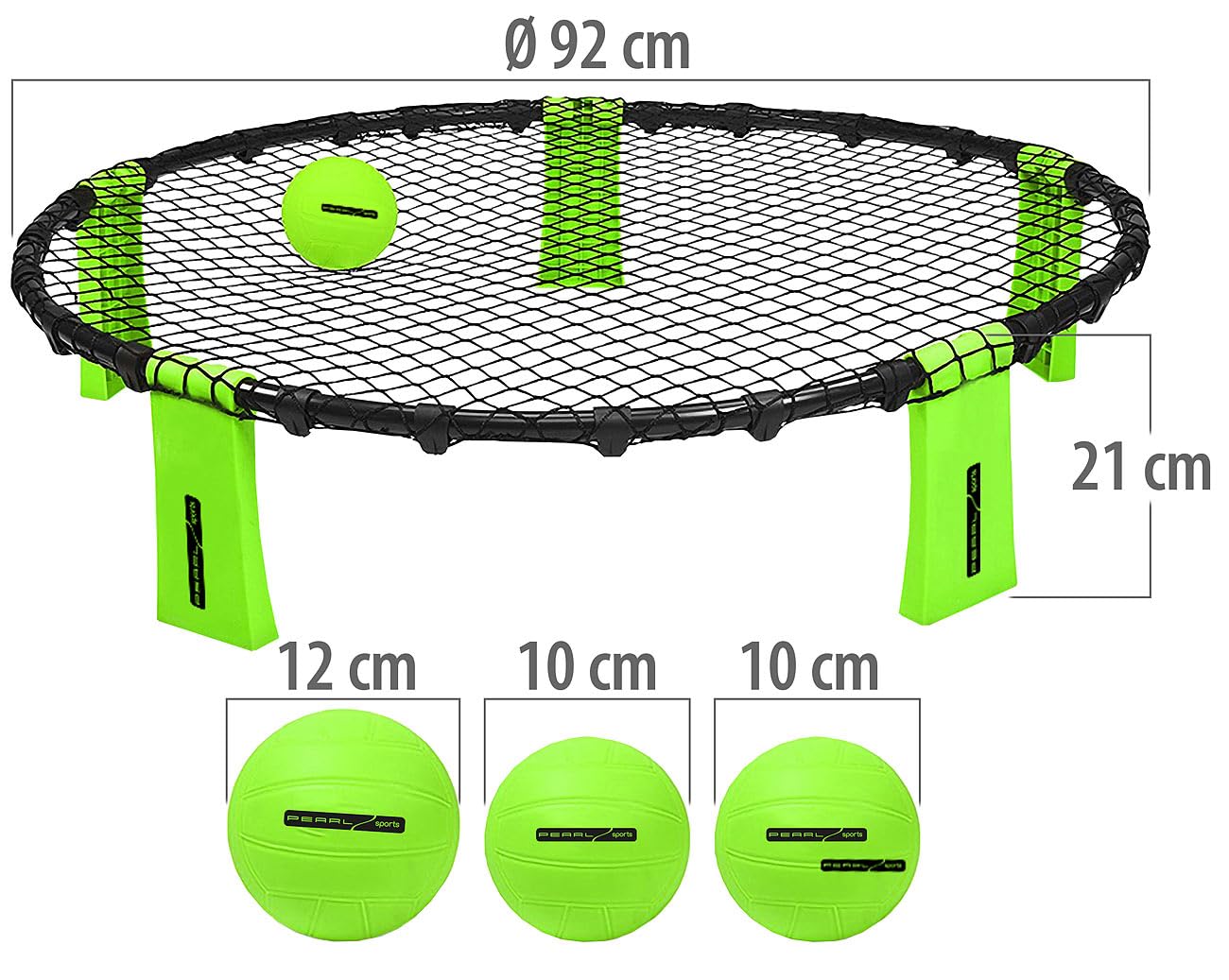 PEARL Sports Outdoorspiele: 4 Outdoor-Roundnet-Spielsets mit 4 Spielnetzen und 12 Bällen, Ø 92 cm (Roundnet-Spiele-Set, Spiele mit Bällen, Ball)