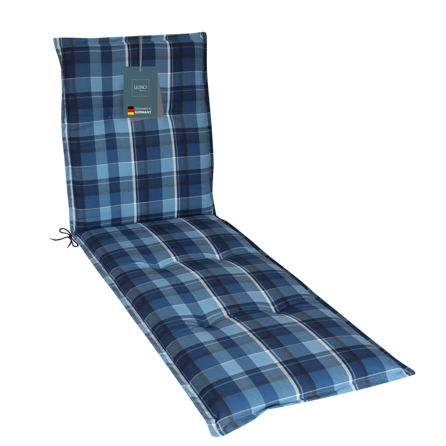 LILENO HOME Checked Blue Garden and Beach Cushion 188 x 60 x 5 cm โ image 1