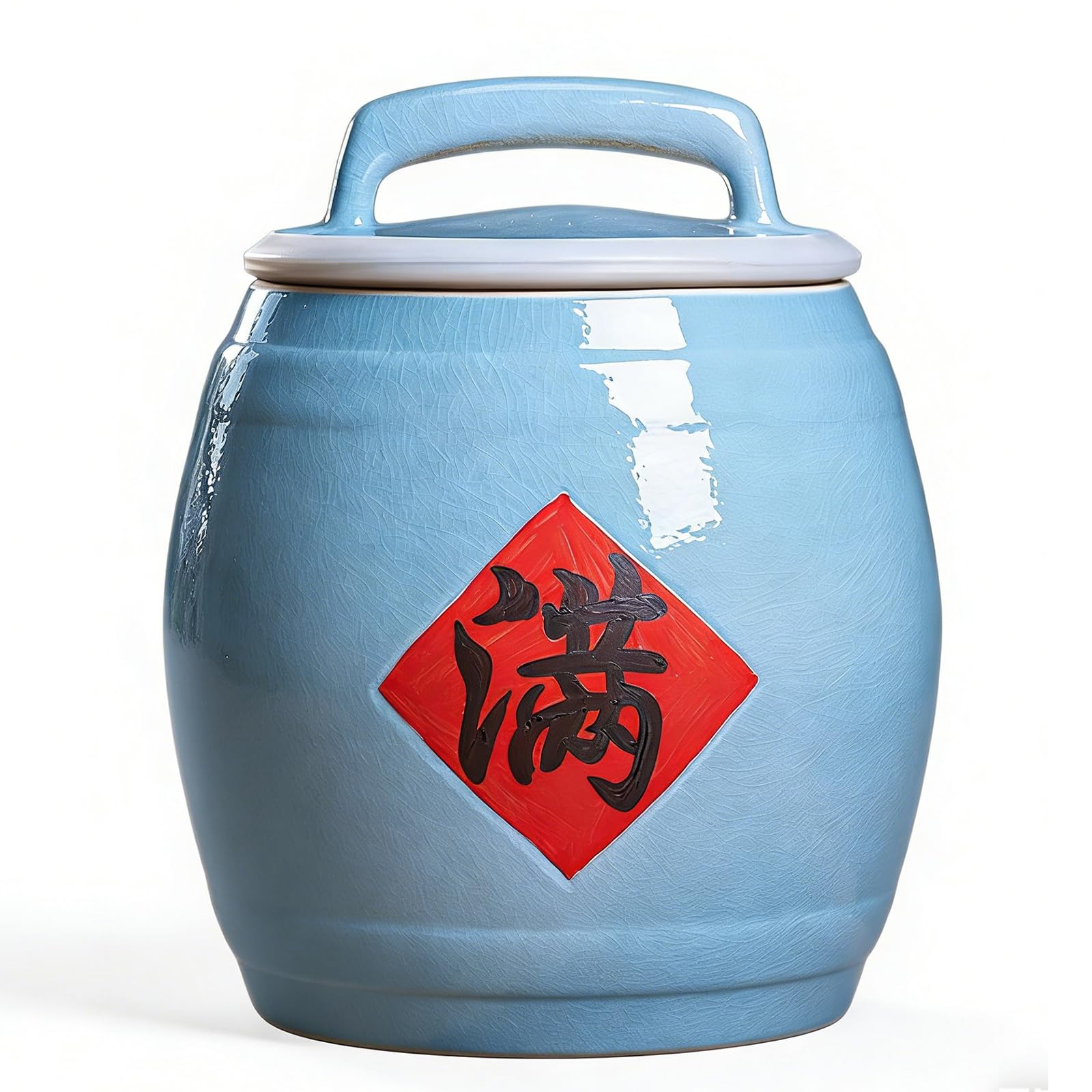 MESCXTY Grain Storage Container,Ceramic Container with Lid, Chinese Ceramic Rice Jar, Dispenser Container, Food Airtight Jar for Rice, Soybeans, Flour, Snacks 25kg