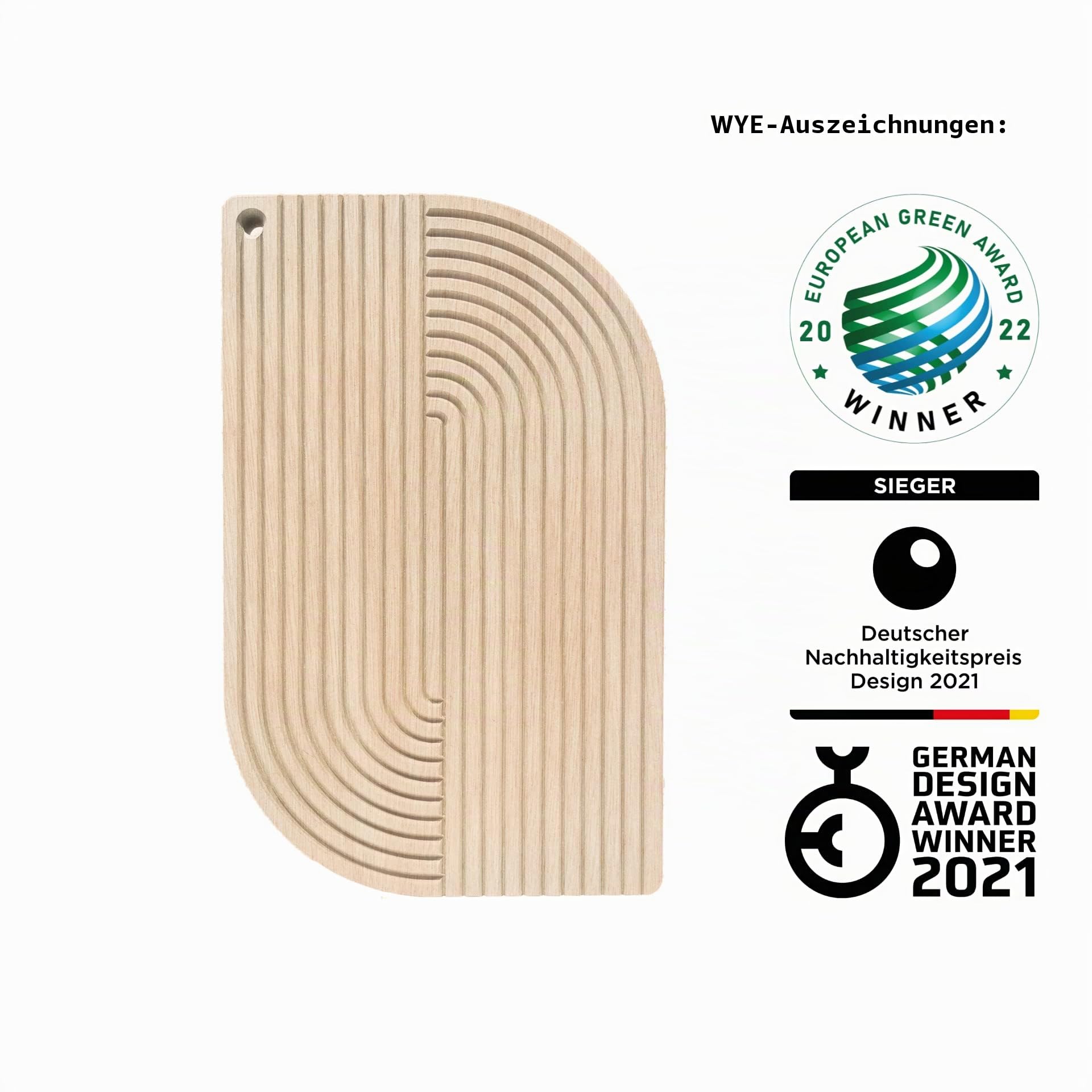 WYE Schneidebrett Holz gross massiv (ca. 40x30cm) – Design Holzbrett Küche FSC zertifiziert - auch als Servierbrett und Vesperbrett - LINES Serie