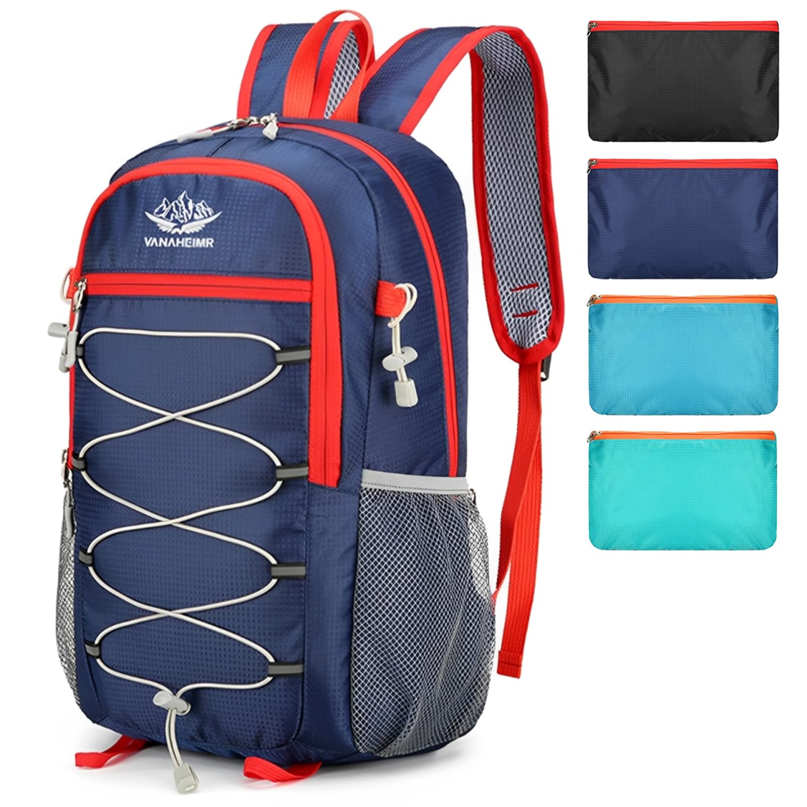 CINGHI LUSSO 25L Travel Backpack Foldable Rucksack for Men Women Ultra Lightweight Backpack for Travelling Camping Hiking Outdoor Bag Small Backpacks Waterproof Back Pack (Dark Blue)